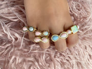 14K YG Pink Opal, Opal and Diamond Infinity Ring