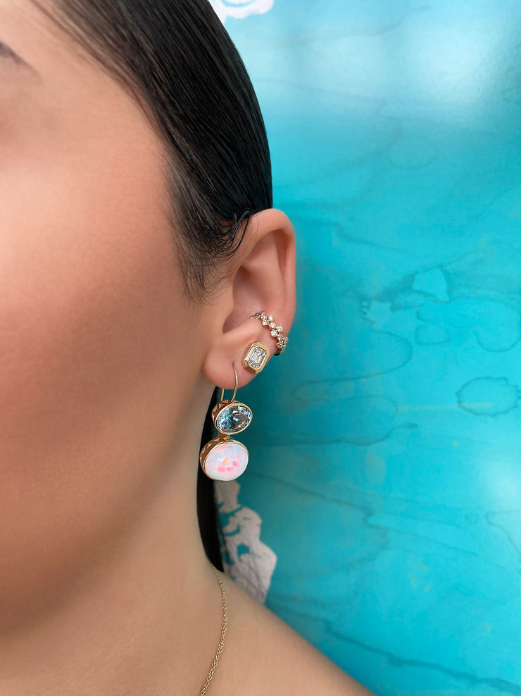 14K YG Opal and Aquamarine Duo Earrings