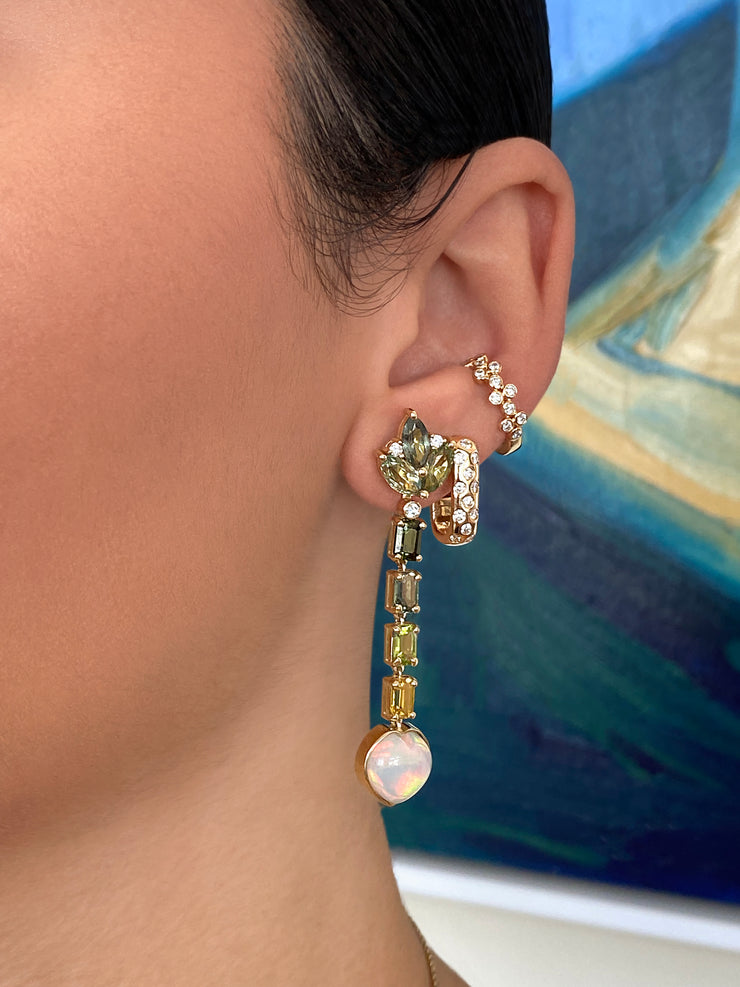 14K YG Multi Sapphire, Opal and Diamond Convertible Earrings