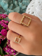 14K YG Bebe Square Diamond Ring
