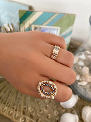 14K YG Bebe Oval Sapphire Ring