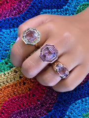 14K YG Rose De France Amethyst and Aquamarine Bia Ring