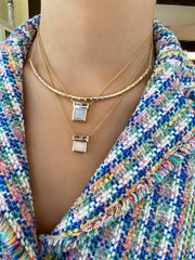 14K YG Scattered Diamond Bib Necklace