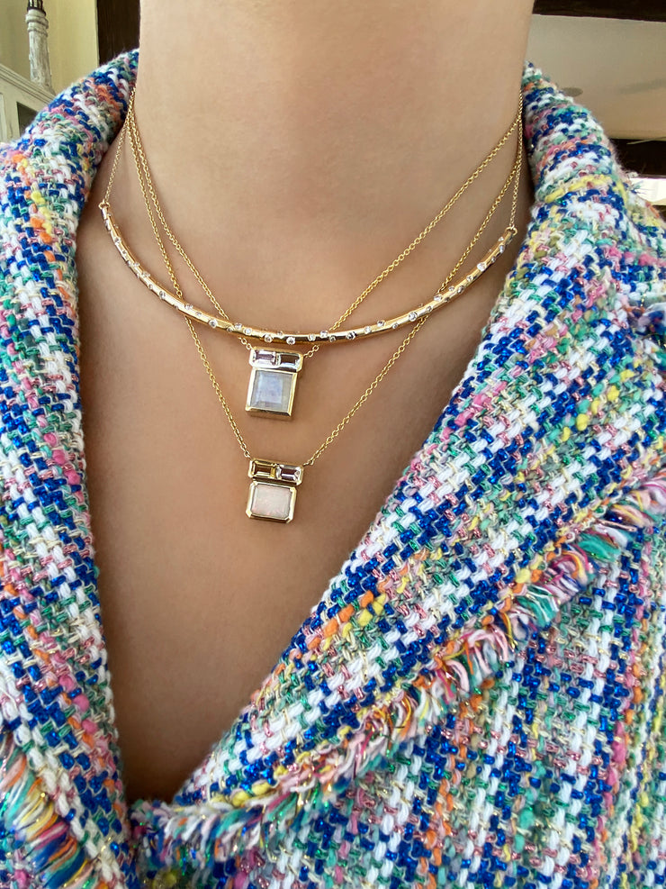 14K YG Scattered Diamond Bib Necklace