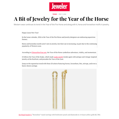 14K Yellow Gold and Diamond Tassel Horseshoe Earrings