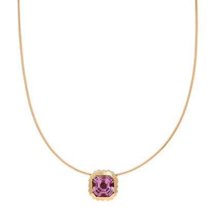 Sig Ward Jewelry 14K YG Amethyst Omega Necklace featuring a vibrant amethyst gemstone set in a luxurious yellow gold omega necklace design.