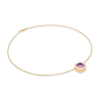 Sig Ward Jewelry 14K YG Amethyst Omega Necklace featuring a vibrant amethyst gemstone set in a luxurious yellow gold omega necklace design.