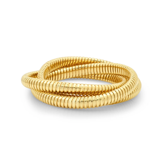 Sig Ward Jewelry 14K Yellow Gold Reeded Interlocked Bracelet Featuring A Modern Textured Design In Luxury Fine Jewelry Style