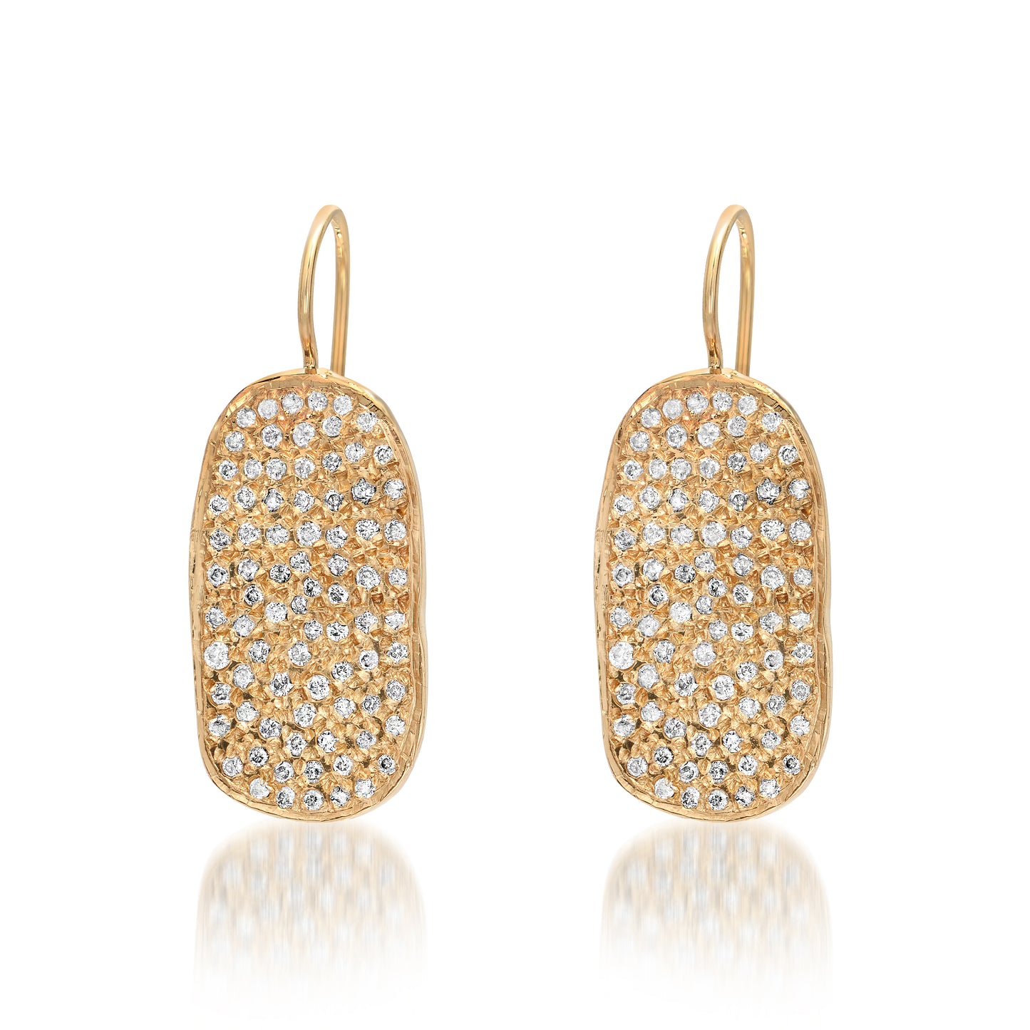 14K Oval Diamond Disc Earrings