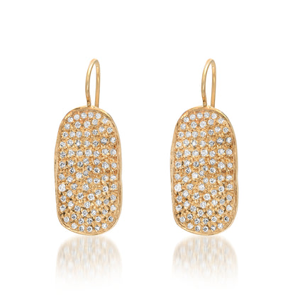14K Oval Diamond Disc Earrings