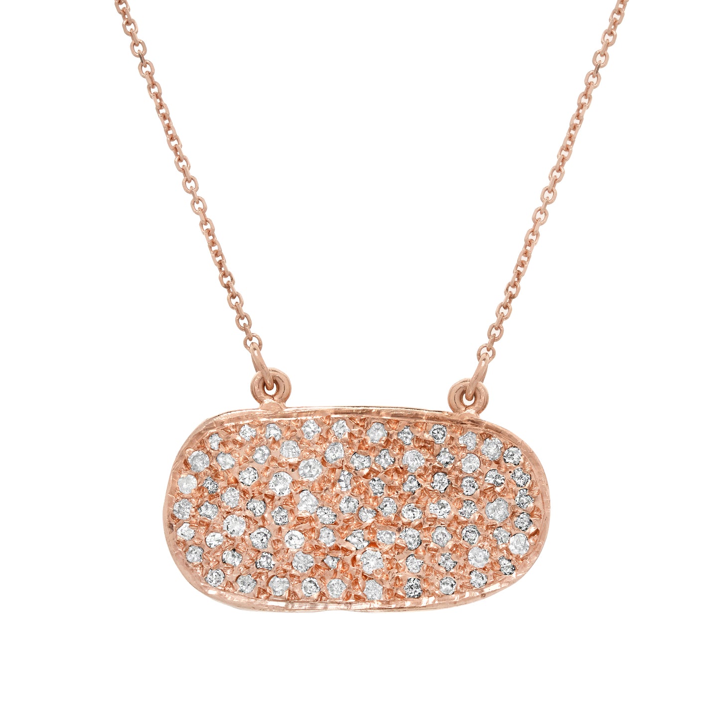 14K YG Oval Diamond Disc Necklace