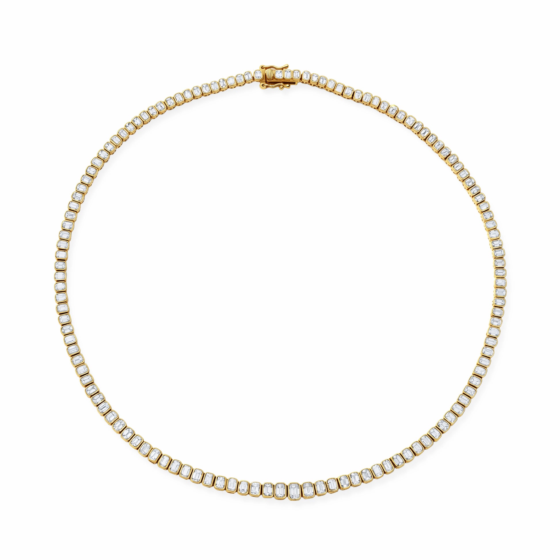 Sig Ward Emerald Cut Diamond Tennis Necklace