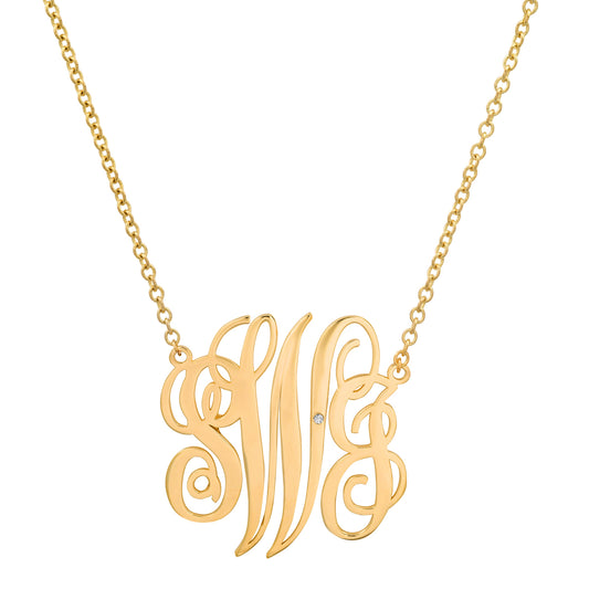 Sig Ward Jewelry 14K Diamond Monogram Necklace featuring a personalized diamond monogram pendant crafted in 14K gold, showcasing elegant luxury fine jewelry with a timeless modern heirloom-inspired design.