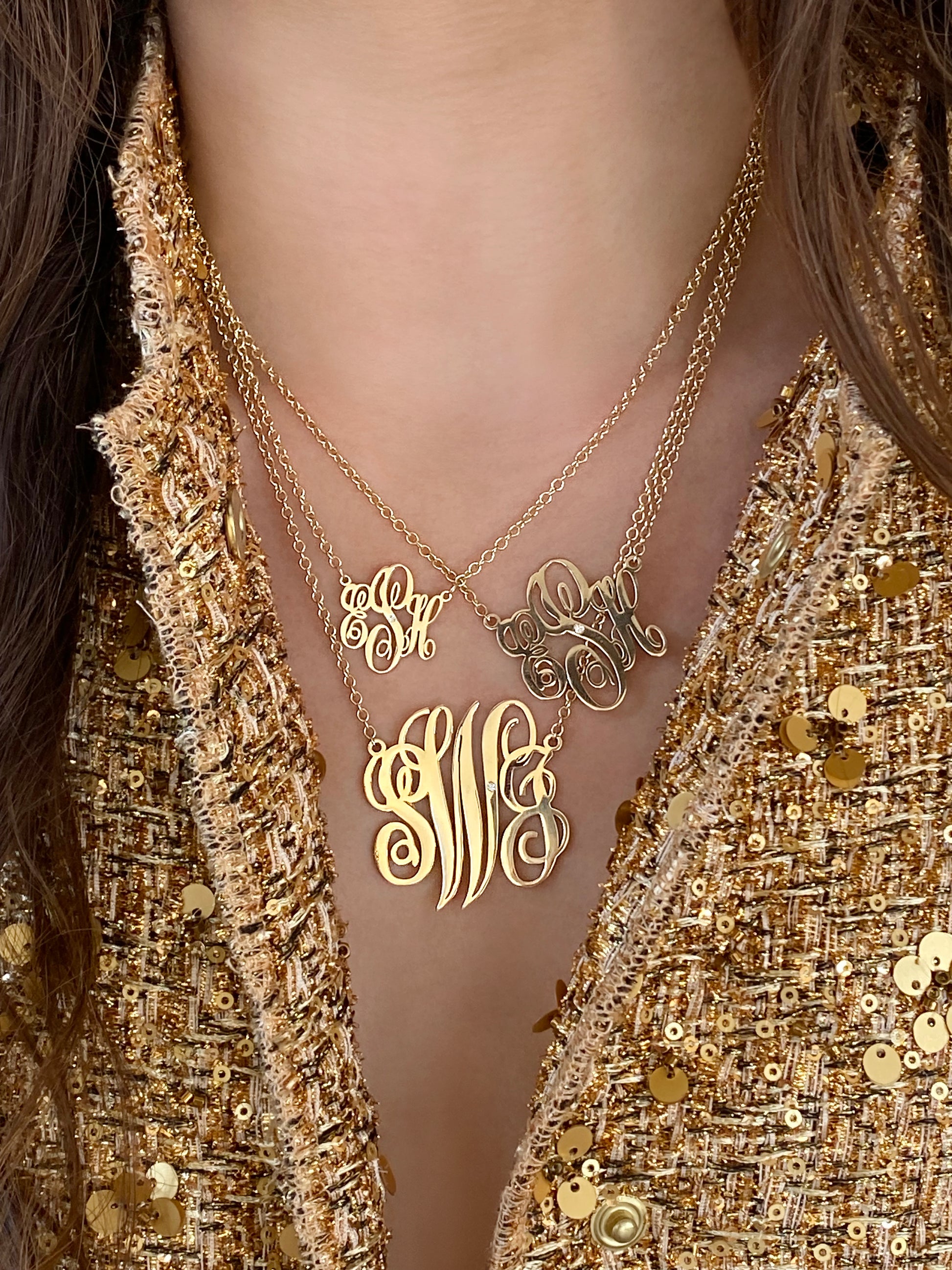 Sig Ward Jewelry 14K Diamond Monogram Necklace featuring a personalized diamond letter pendant, handcrafted in luxury fine jewelry with a timeless modern heirloom-inspired design.