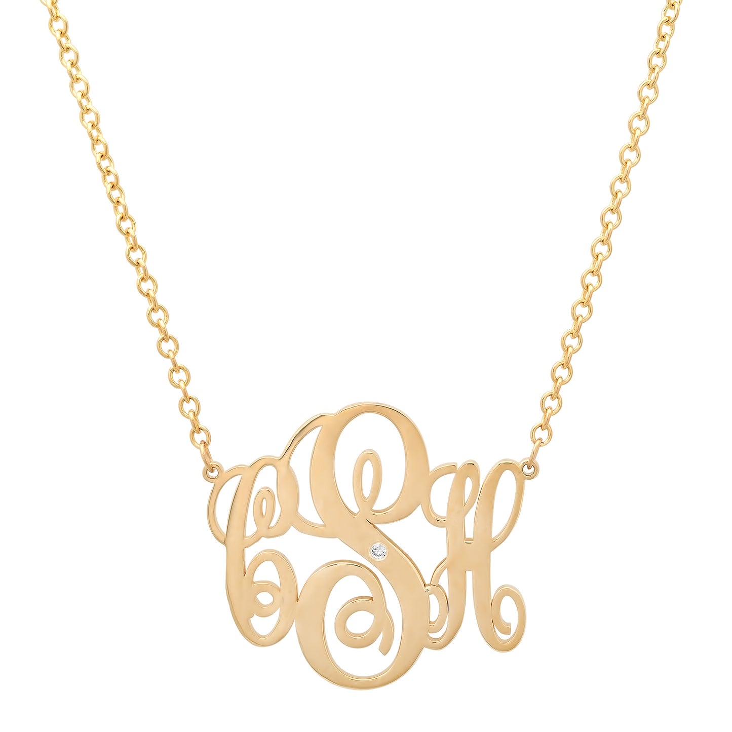Sig Ward Jewelry 14K Diamond Monogram Necklace (Avis / Shipping Error) featuring a personalized diamond monogram pendant crafted in luxurious gold, shown for shipping or order reference.