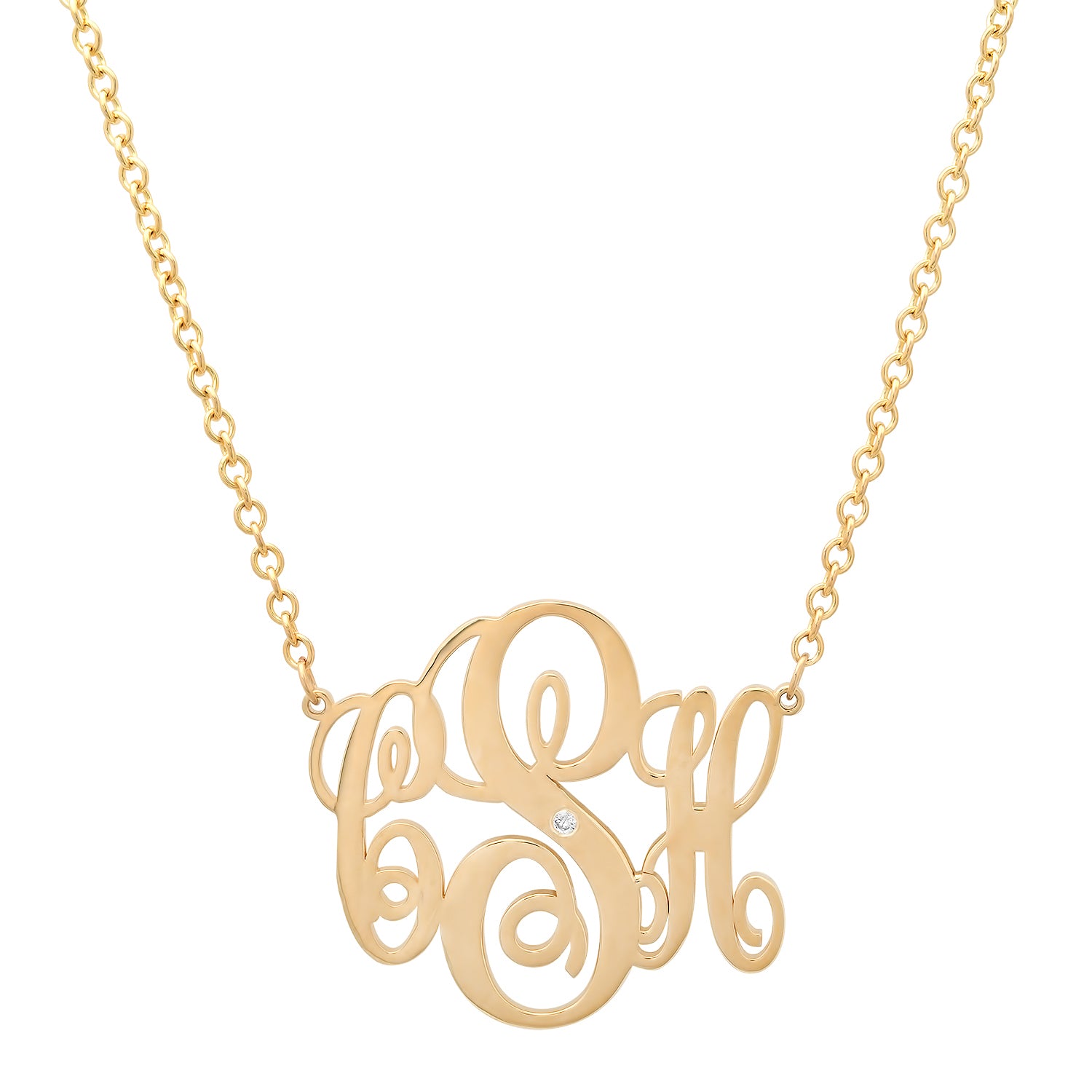 Sig Ward Jewelry 14K Diamond Monogram Necklace (Avis / Shipping Error) featuring a personalized diamond monogram pendant crafted in luxurious gold, shown for shipping or order reference.