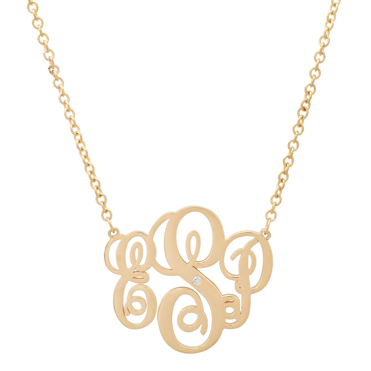 Sig Ward Jewelry 14K Diamond Monogram Necklace (Avis / Shipping Error) featuring a personalized diamond monogram pendant crafted in luxurious gold, shown for shipping or order reference.