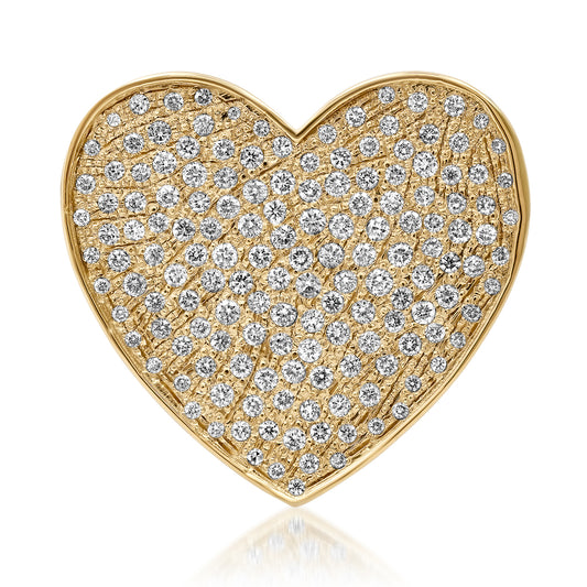 14K Large Heart Diamond Pave Ring by Sig Ward Jewelry lifestyle image showcasing the elegant luxury diamond ring design with a heart-shaped pave setting.