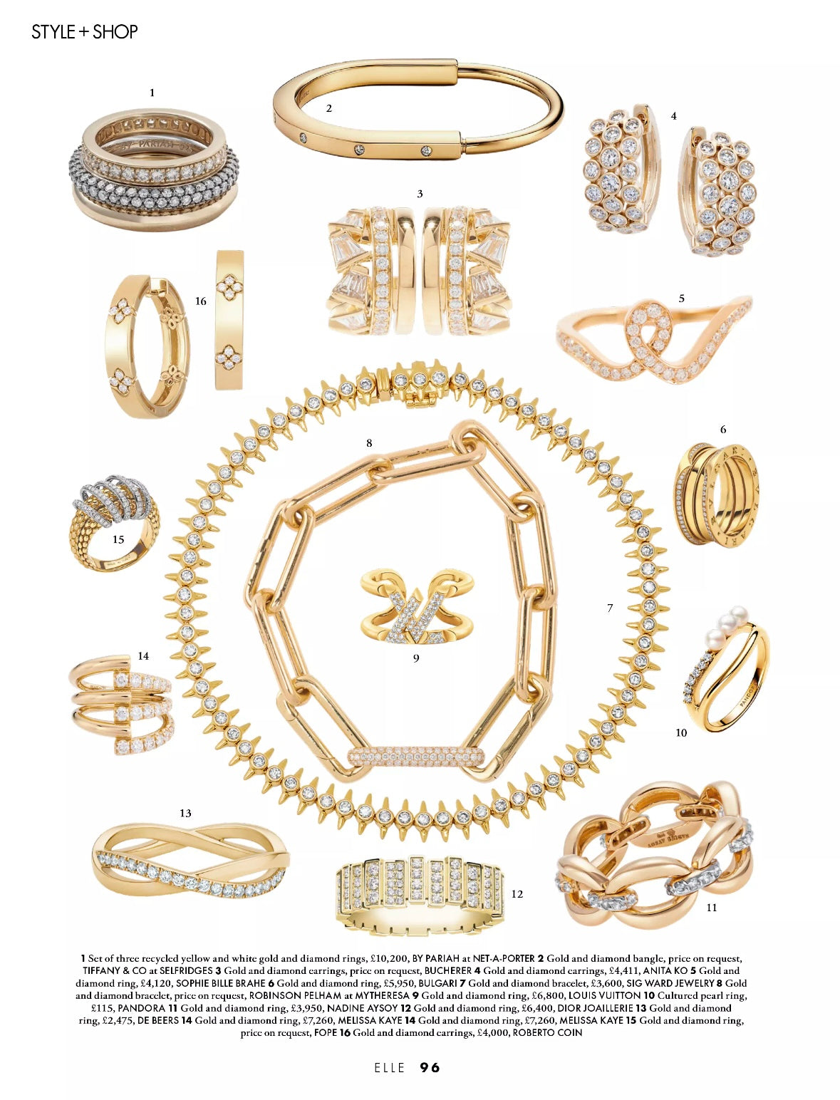Sig Ward Jewelry 14K Yellow Gold Orbis Diamond Tennis Bracelet Featured in ELLE Editorial