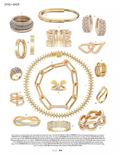 Sig Ward Jewelry 14K Yellow Gold Orbis Diamond Tennis Bracelet Featured in ELLE Editorial