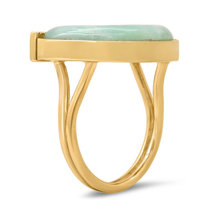 14K Yellow Gold Horseshoe Ring Featuring Amethyst, Chrysoprase, And Diamond Accents By Sig Ward Jewelry.