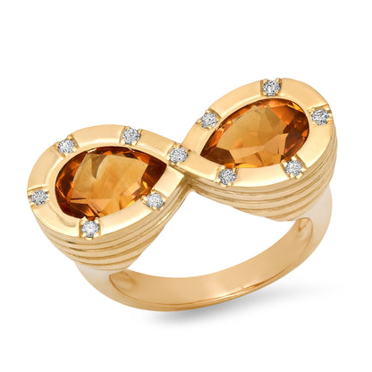 Sig Ward Jewelry 14K Yellow Gold Citrine and Diamond Infinity Ring
