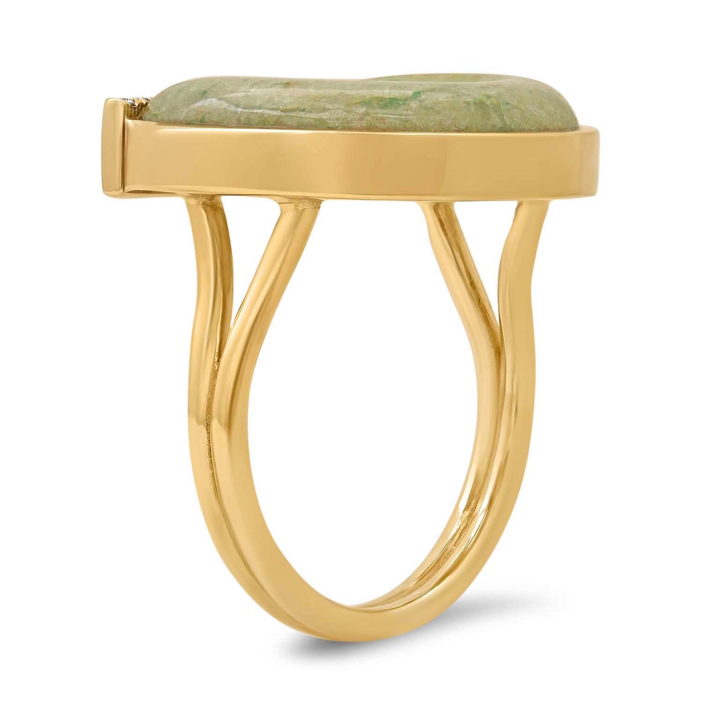 14K Yellow Gold Horseshoe Ring Featuring Citrine, Aventurine, And Diamond Accents By Sig Ward Jewelry.