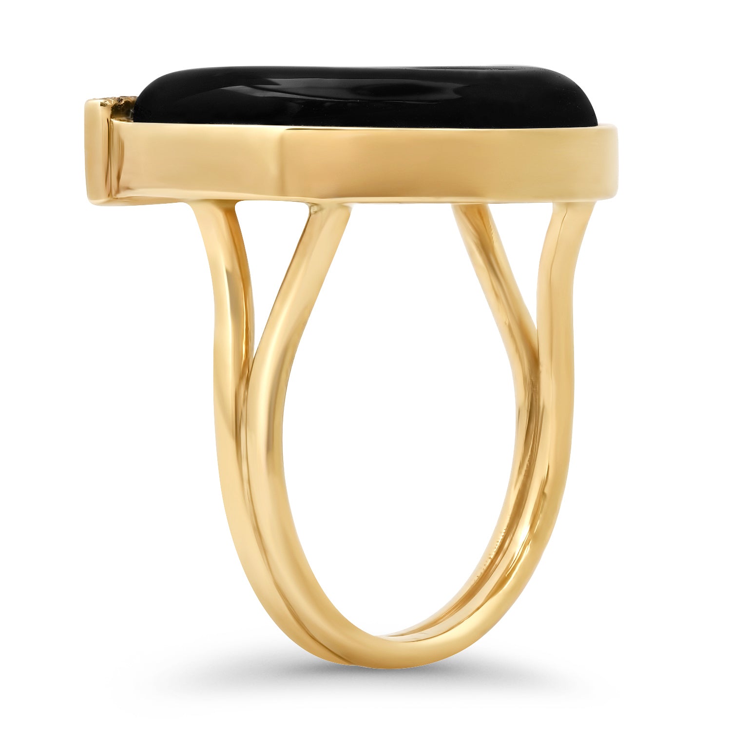 14K Yellow Gold Horseshoe Ring Featuring Citrine, Onyx, And Diamond Accents By Sig Ward Jewelry.