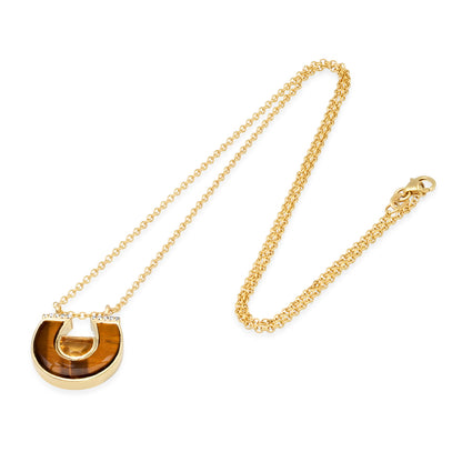 14K Yellow Gold Horseshoe Necklace Featuring Citrine, Tiger's Eye, And Diamond Accents By Sig Ward Jewelry.