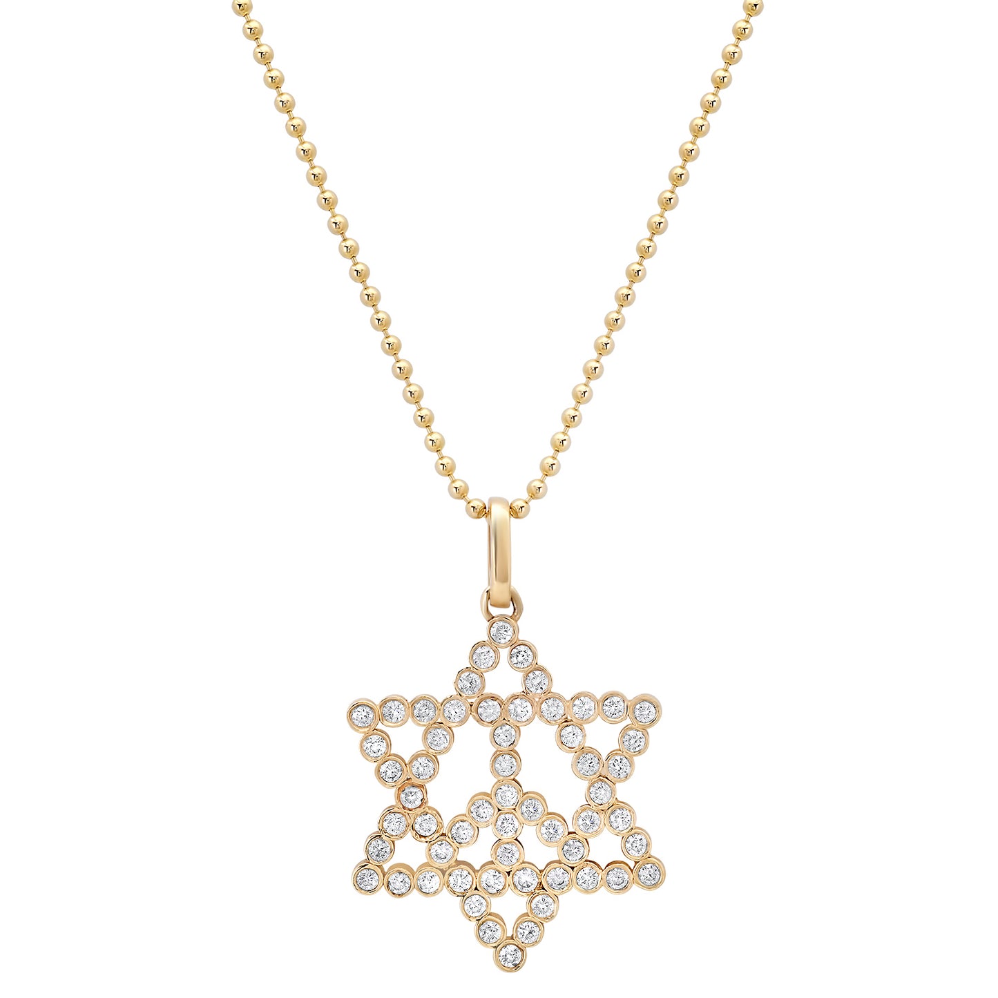 Sig Ward Jewelry 14K YG Diamond Star of David Necklace featuring a diamond-accented Star of David pendant in polished 14K yellow gold.