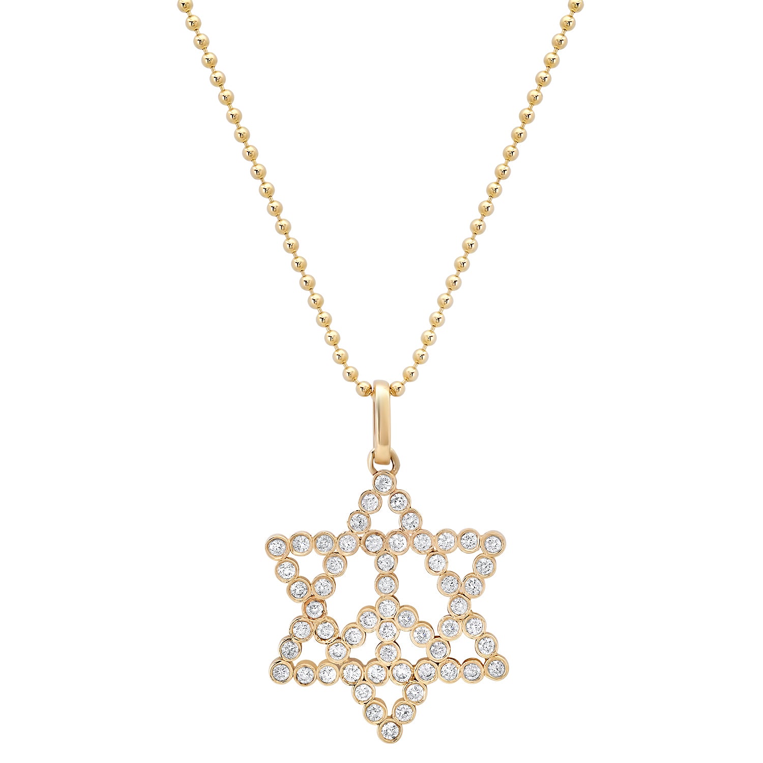 Sig Ward Jewelry 14K YG Diamond Star of David Necklace featuring a diamond-accented Star of David pendant in polished 14K yellow gold.