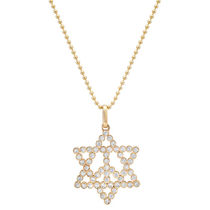 Sig Ward Jewelry 14K YG Diamond Star of David Necklace featuring a diamond-accented Star of David pendant in polished 14K yellow gold.