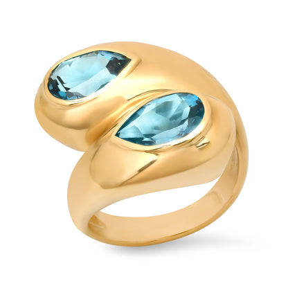 Sig Ward Jewelry 14K Yellow Gold London Topaz Toi et Moi Ring