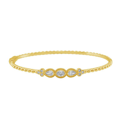 Sig Ward Jewelry 14K YG Maven Oval Pear And Round Shaped Diamond Bangle
