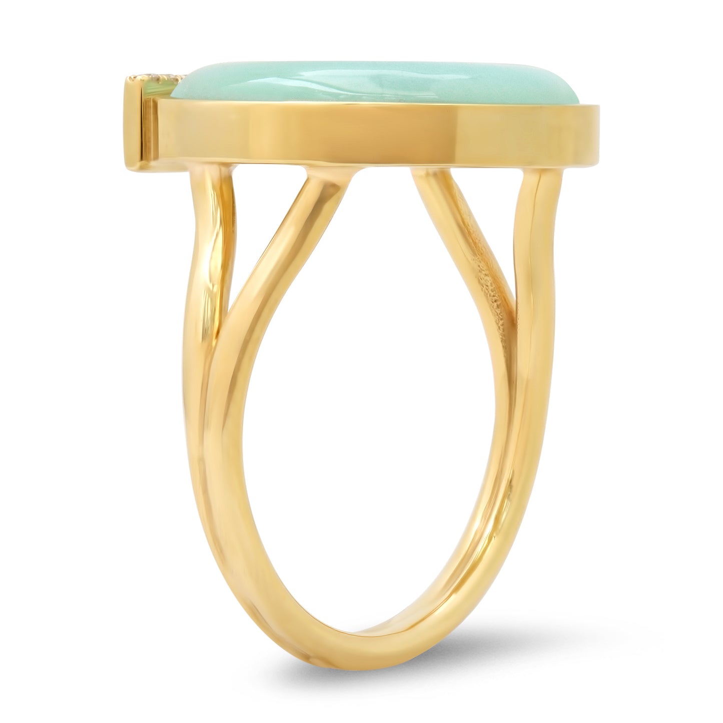14K Yellow Gold Horseshoe Ring Featuring Peridot, Chrysoprase, And Diamond Accents By Sig Ward Jewelry.