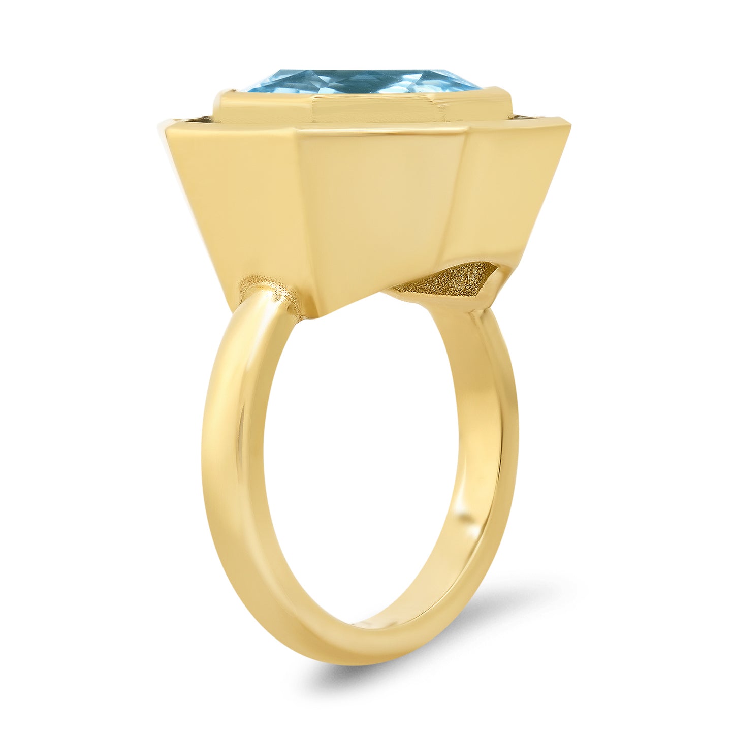 14K Yellow Gold Bia Ring Featuring Sky Blue Topaz And Tsavorite By Sig Ward Jewelry.
