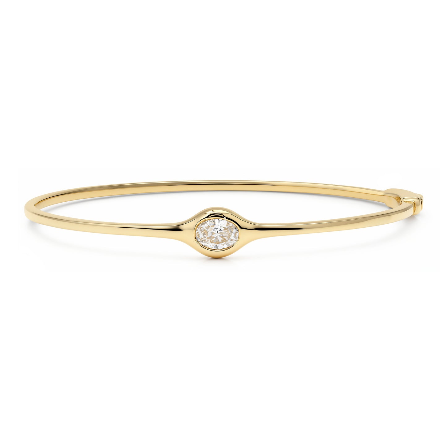 Sig Ward Jewelry 14K Yellow Gold Trina Oval Bangle with Diamond on white background