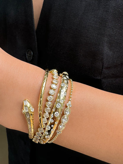 Sig Ward Jewelry 18K YG Baguette Diamond Snake Bangle