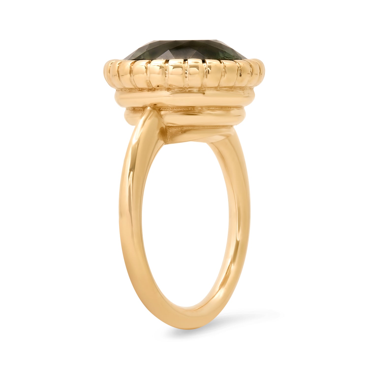 Sig Ward Jewelry Eros Round Green Tourmaline Ring featuring a vibrant round green tourmaline in an elegant fine jewelry setting with timeless craftsmanship.