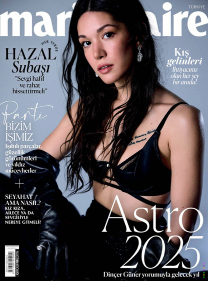 Sig Ward Jewelry Marie Claire Cover featuring 14K YG Aquamarine and Topaz Duo Earrings with elegant blue gemstones set in a luxurious yellow gold design for a refined jewelry statement.