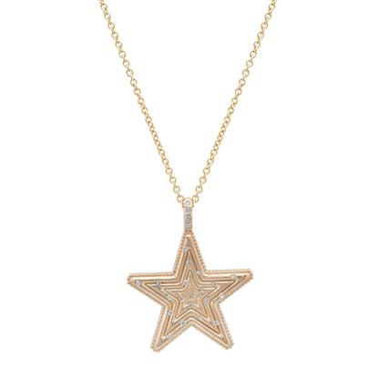 Medium Star Power Diamond Necklace by Sig Ward Jewelry in 14K gold with natural gemstones and baguette diamonds.