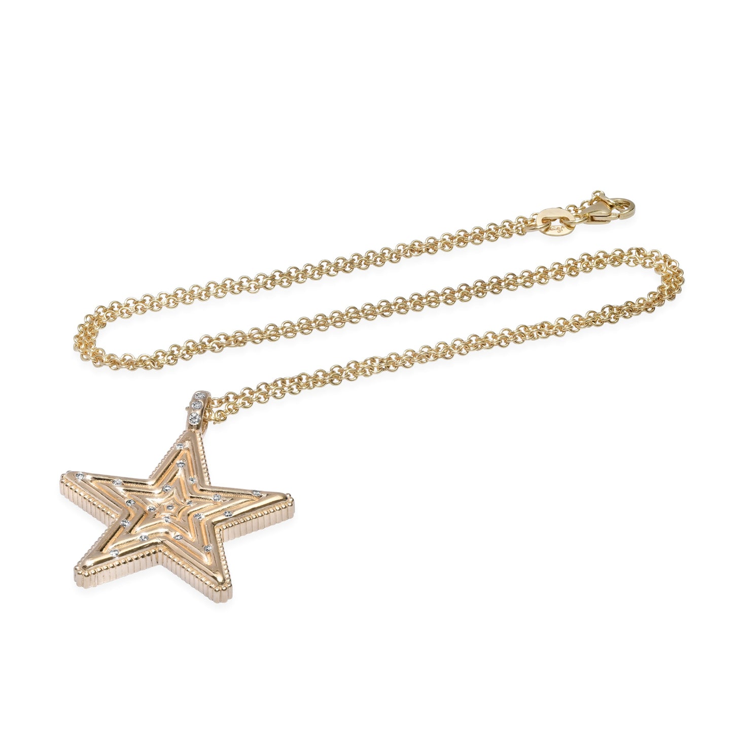 Medium Star Power Diamond Necklace by Sig Ward Jewelry in 14K gold with natural gemstones and baguette diamonds.