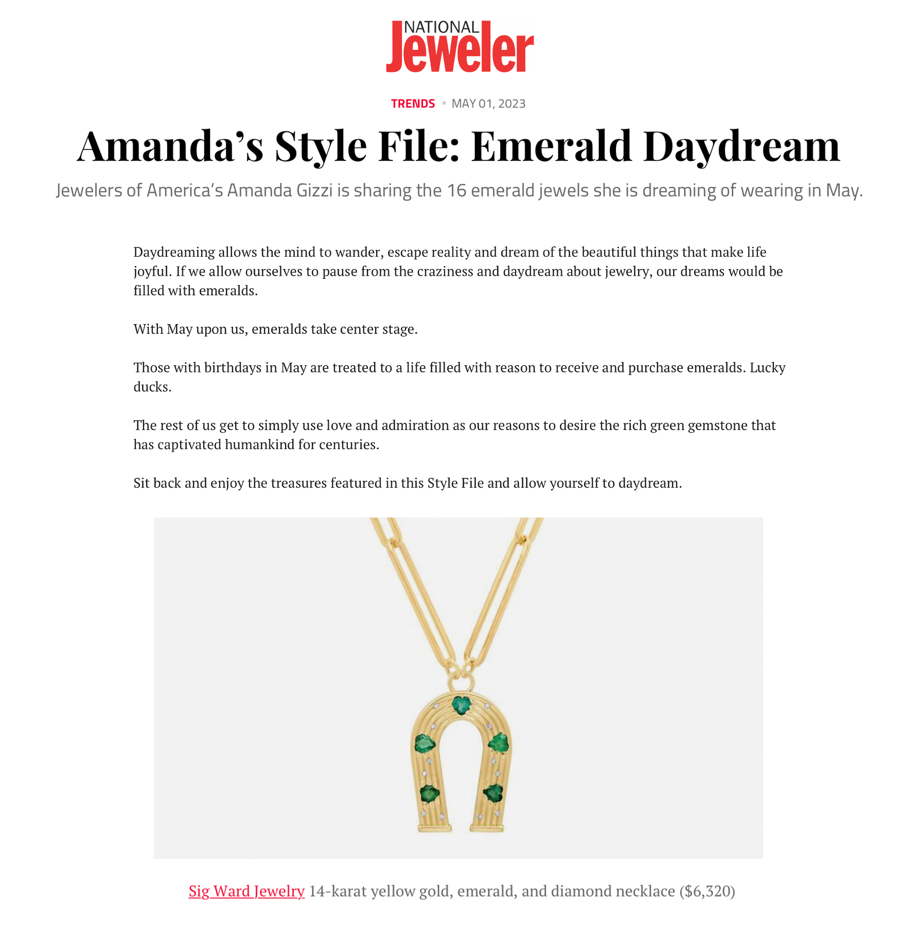 Sig Ward Jewelry National Jeweler 
