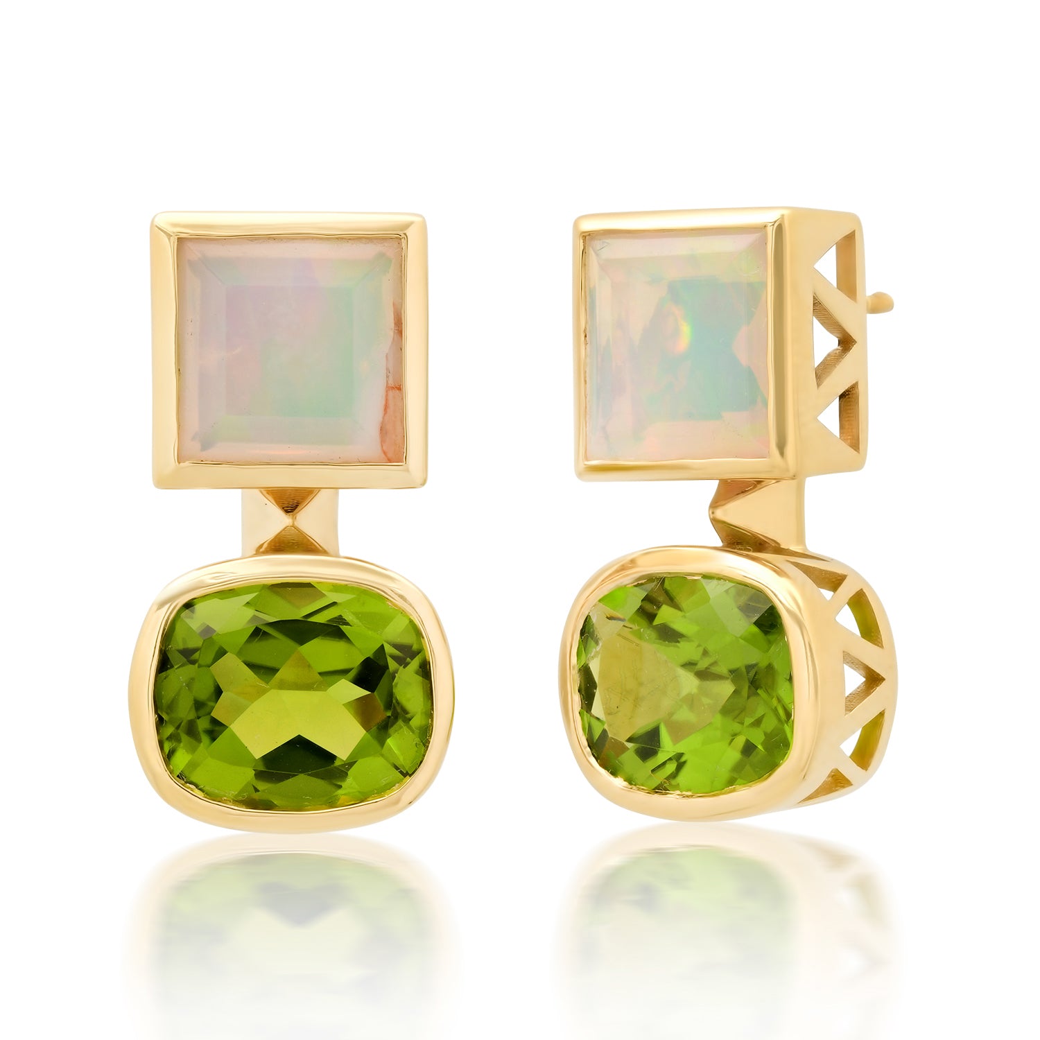 Sig Ward Jewelry Opal and Peridot Duo Earrings featuring luminous opal and vibrant peridot gemstones in an elegant fine jewelry design crafted for a timeless luxury look.