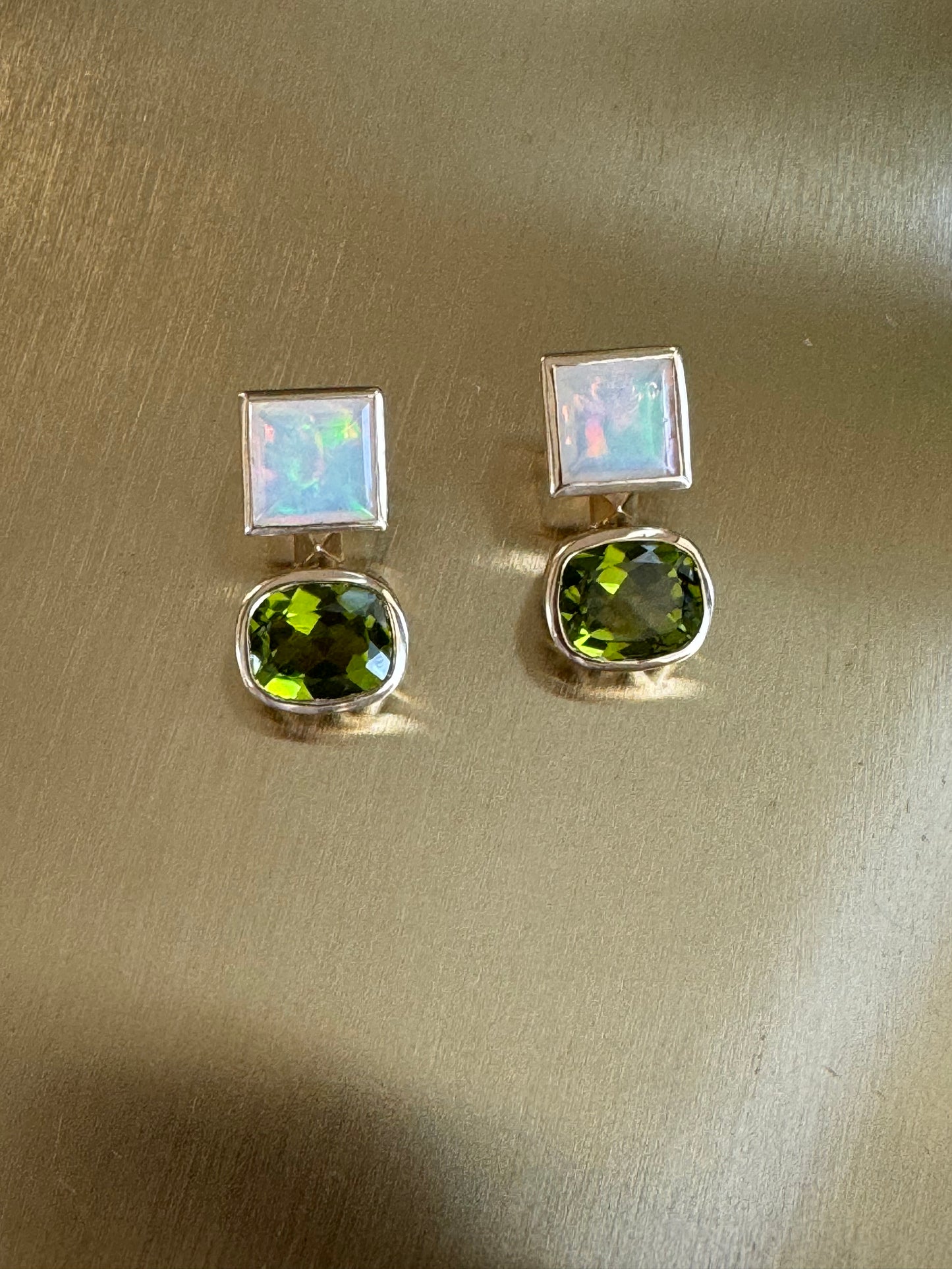 Sig Ward Jewelry Opal and Peridot Duo Earrings featuring luminous opal and vibrant peridot gemstones in an elegant fine jewelry design crafted for a timeless luxury look.