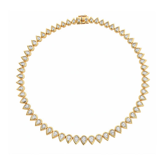 Pear Shaped Diamond Tennis Necklace