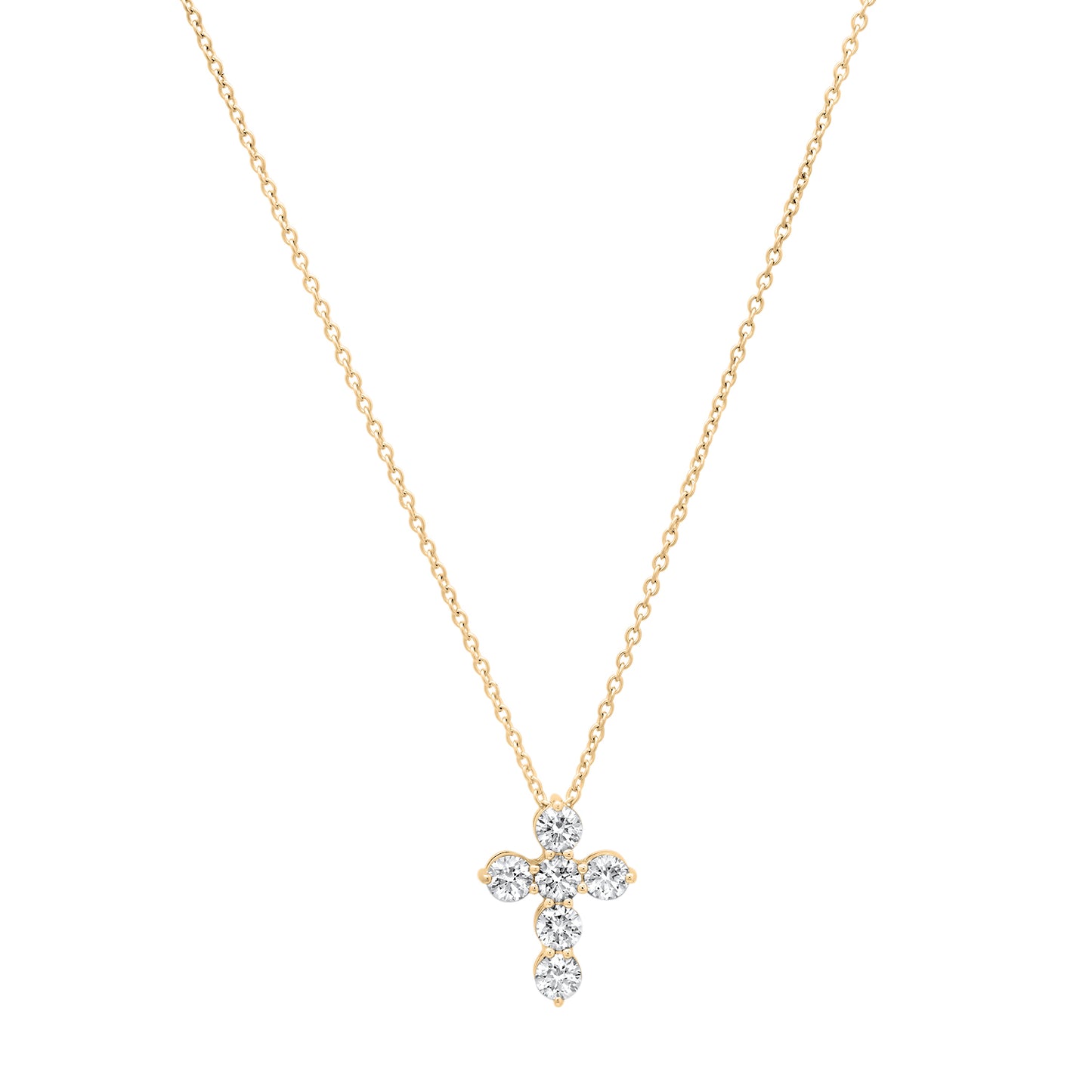 Sig Ward Jewelry 14K YG Alix Diamond Cross Necklace featuring a diamond cross pendant in polished 14K yellow gold.