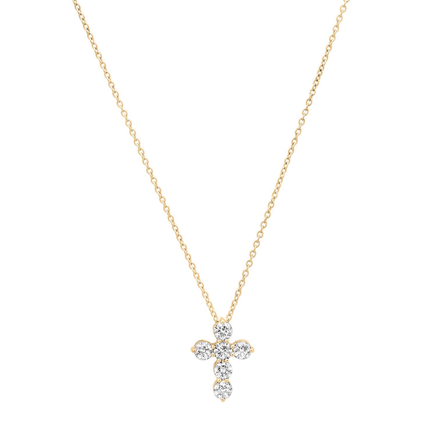 Sig Ward Jewelry 14K YG Alix Diamond Cross Necklace featuring a diamond cross pendant in polished 14K yellow gold.