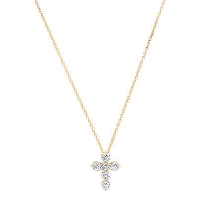 Sig Ward Jewelry 14K YG Alix Diamond Cross Necklace featuring a diamond cross pendant in polished 14K yellow gold.