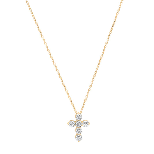 Sig Ward Jewelry 14K YG Alix Diamond Cross Necklace featuring a diamond cross pendant in polished 14K yellow gold.